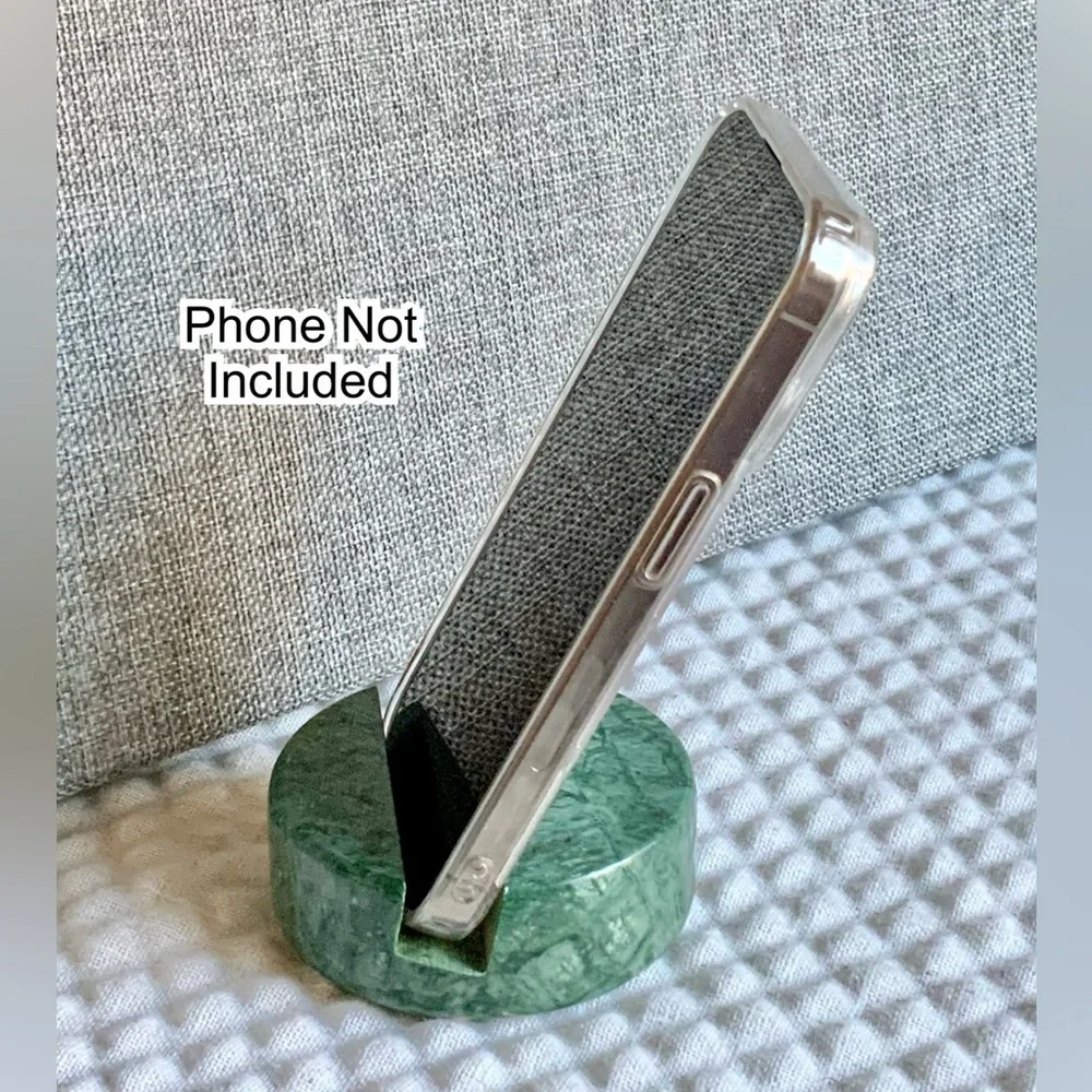 New Natural Green Marble Stone Cell Phone Heavy Freestanding Holder Stand